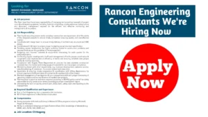 Rancon Engineering & Consultants Hiring